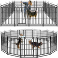 Heavy Duty Dog Playpen: 16 Steel Panels 40" Height, Square Steel Pipe with Reinforced Crossbars, 36FT 103 Sq.ft Portable Fence for Yard RV Camping, Snowy Black