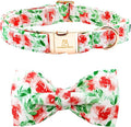 Lionheart glory Dog Collar Bow Collar Floral Dog Collar with Bow Tie Spring Summer Cute Collar Dog Boy or Girl Dog Collars Soft Durable Adjustable Dog Collars for Large Dogs