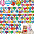 Amylove 120 Pcs St. Patrick's Day Dog Bandanas Bulk Holiday Triangle Dog Pack Puppy Kerchief Bandana Adjustable Spring Pet Scarf for Pet Cat Costume Accessories Decor(Tie Dye)