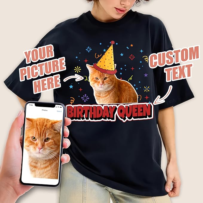 H-DEWALL Custom Shirts Custom Bootleg Rap Shirt for Him Custom Face Shirt with Photo Pet Custom Tees Gift for Dog Cat Lover