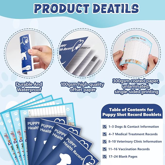 Puppy Whelping Supplies Kit Include 12 Puppy Shot Record Booklets 6 Record Keeping Charts 12 Coloured Soft Nylon Puppy Id Collars Newborn Adjustable Breakaway with 2 ID Sticker Identification Pets