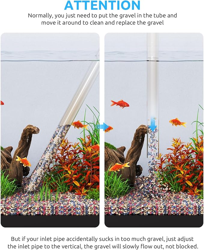 SEAOURA Aquarium Siphon Pump Gravel Cleaner, Fish Tank Vacuum Gravels Cleaning Kit, Manual Water Changer with Air Push Button, Aquariums Sand Clean Set, Hose for Suck Manure Wash Sand