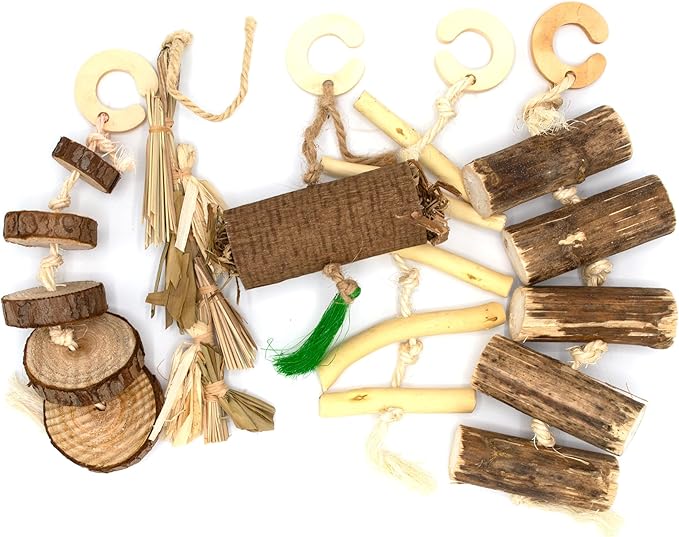 Oxbow Enriched Life Natural Dangly Party Pack, Rabbit Toys, Guinea Pig Toys, Enrichment for Bunny, Guinea Pig, Hamster Stuff, Rabbit Enrichment, Chinchilla, Rat, Chinchilla Cage Accessories
