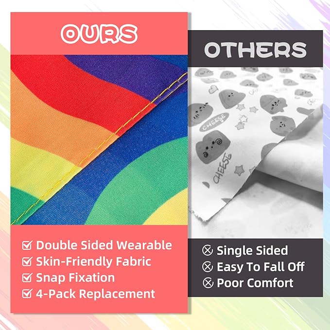 PAWCHIE 4 Pcs Dog Bandanas Gay Pride Rainbow Bandanas, Rainbow Scarf for Boy and Girl, Colorful Pet Triangle Scarf Bibs, Adjustable with Two Snaps - Kerchief Set Accessories for Dogs Puppy Cats, S