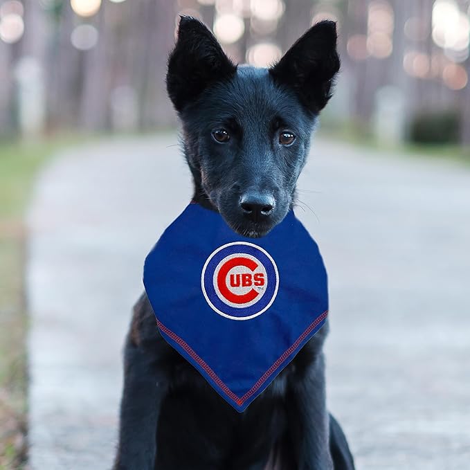 Pets First MLB Chicago Cubs TIE Bandana, Small/Medium. Dog Bandana Scarf Bib for Pet Cat Dog. The Ultimate Game-Day, Party Bandanna, Birthday Event