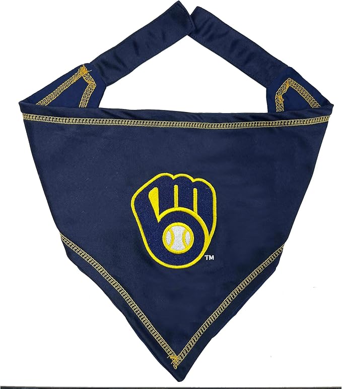 Pets First MLB Milwaukee Brewers TIE Bandana, Large/Extra Large. Dog Bandana Scarf Bib for Pet Cat Dog. The Ultimate Game-Day, Party Bandanna, Birthday Event