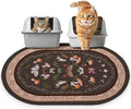 Bienbee Cat Litter Mat, 33" x 22" Large Size Litter Box Mat Rug with Non-Slip Bottom,Urine and Water Proof, Easy to Clean Cat Supplies Essentials for Indoor Kitty Kitten Floor,Brown Mushrooms L