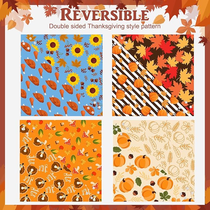 PAWCHIE Thanksgiving Dog Bandanas 4 Pack, Reversible Dogs Triangle Scarf Bibs, Dog Holiday Bandana with Two Adjustable Snaps, Multiple Thanksgiving-Themed Patterns for Dogs Puppy, Cats, Pets