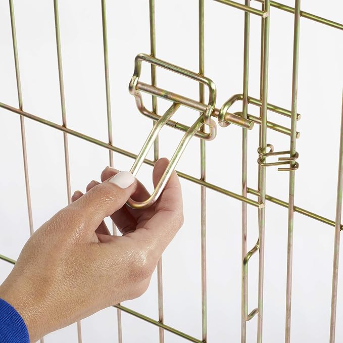 MidWest Homes for Pets Folding Metal Puppy / Dog Exercise Pen, Indoor/Outdoor Playpen with Door, 16 Sq Feet of Play Space, 24-Inches Tall, Gold Zinc