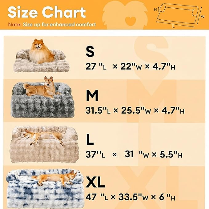 FUNNY FUZZY Pet Fluffy Fuzzy Couch Cover, Calming Washable Dog Bed Sofa Protector Pets Mat for Small Dogs and Cats (Coffee,27.56 × 24.02 × 5.51 in)