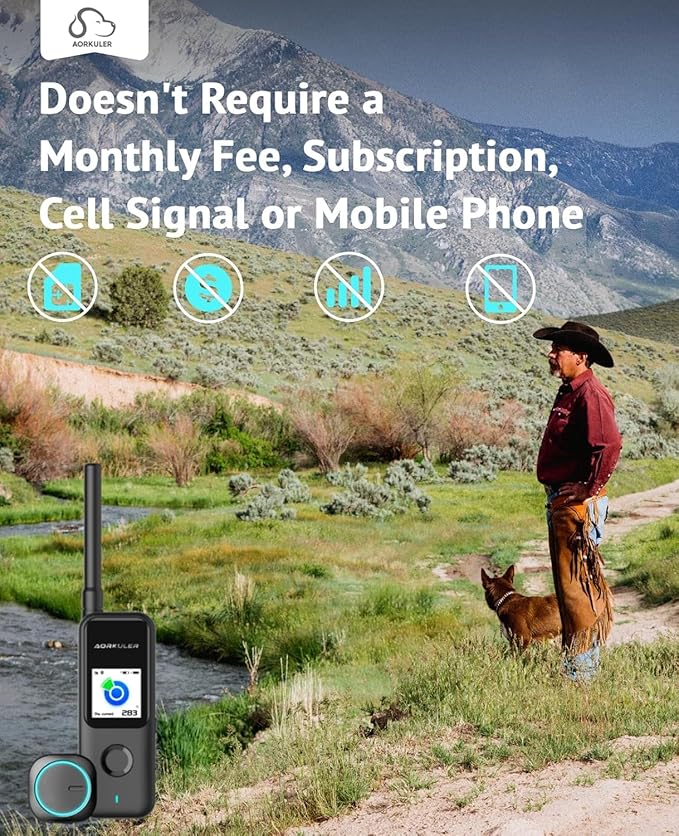 Aorkuler GPS Dog Tracker – Track Your Dog Up to 3.5 Miles Without Phone or Cell Signal | No App, No Monthly Fees | Ideal for Hiking, Rural & Remote Areas (Tracker 2)
