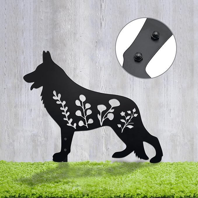 German Shepherd Garden Stake - Handcrafted Outdoor Decor for Dog Lovers, Durable Yard Art Statue