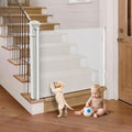 Retractable Baby Gate for Stairs, 55" Wide Mesh Pet Gate, Automatic Tension, One-Hand Operation, 38" Tall Baby Gates for Doorways, Hallways, Deck, Indoor Outdoor, Safe, Easy to Fit, White