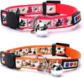Pawtitas Glow in The Dark Cat Collar with Breakaway Safety Buckle & Bell Adjustable Kitten Collar, Set of 2 GID Pink/Orange