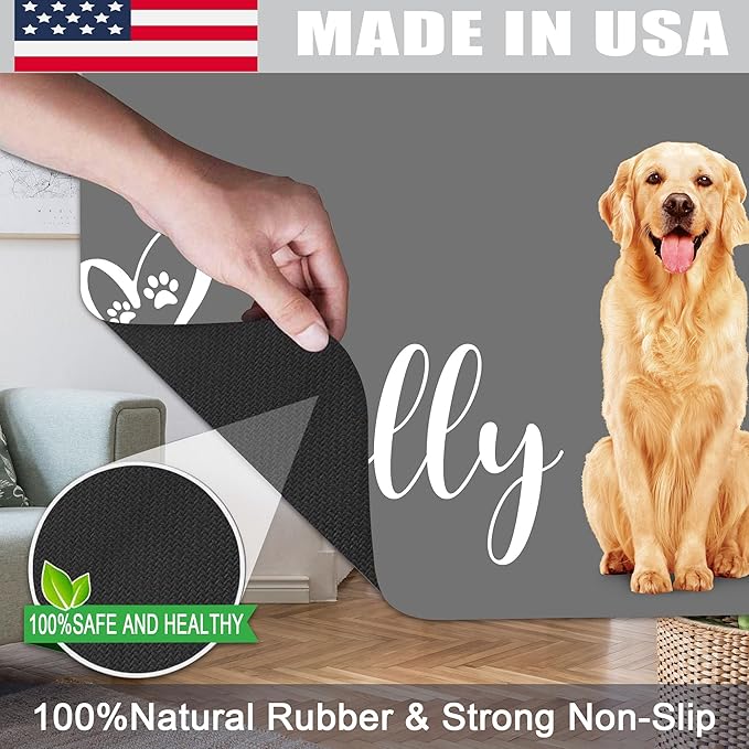 Personalized Dog Cat Mat with Name Photo Custom Placemat Feeding Mats for Food and Water Customized Non-Slip Waterproof Doormat for Bowls Outdoor Indoor Floors Gifts for Pet Owner