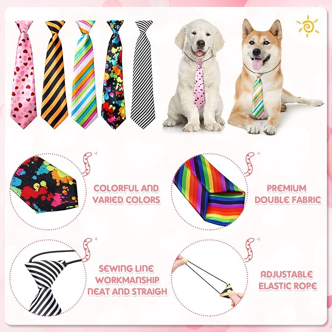 Reginary 50 Pcs Large Dog Neck Ties Bulk, Adjustable Pet Collar Grooming Neckties for Medium Large Dogs Wedding Daily Wearing Birthday Holiday Party Gift Favor Neck Accessories