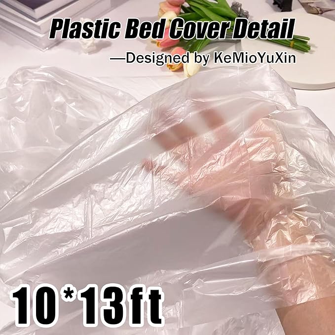 Plastic Bed Cover - Waterproof Furniture Sofa Couch Protector from Cat Full Extra Large King Queen Bed Storage Dust Cover for Moving