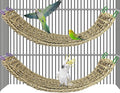 2Pcs Bird Seagrass Mat 30 × 7" Natural Grass Woven Net Hammock with Hooks Climbing Rope Ladder Chew Toys Hanging on Parrot Cage for Lovebird Pigeon Cockatiel Conure Budgie Cockatoo