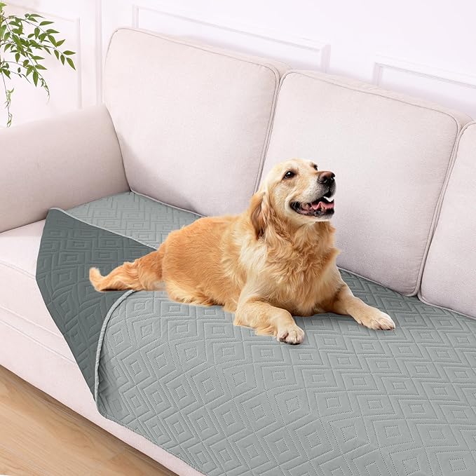 hyha Waterproof Dog Blanket, Soft Dog Bed Cover Pet Blankets, Waterproof Sofa Couch Cover for Dogs Washable, Reversible Pet Couch Covers for Sofa Furniture (40x70 Inch, Grey/Dark Grey)