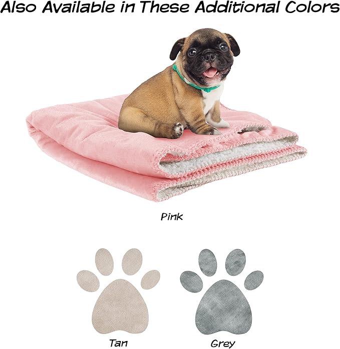 Waterproof Pet Blanket - 30x40-Inch Reversible Sherpa Fleece Throw Protects Couches, Cars, and Beds from Spills, Stains, and Fur by PETMAKER (Pink)
