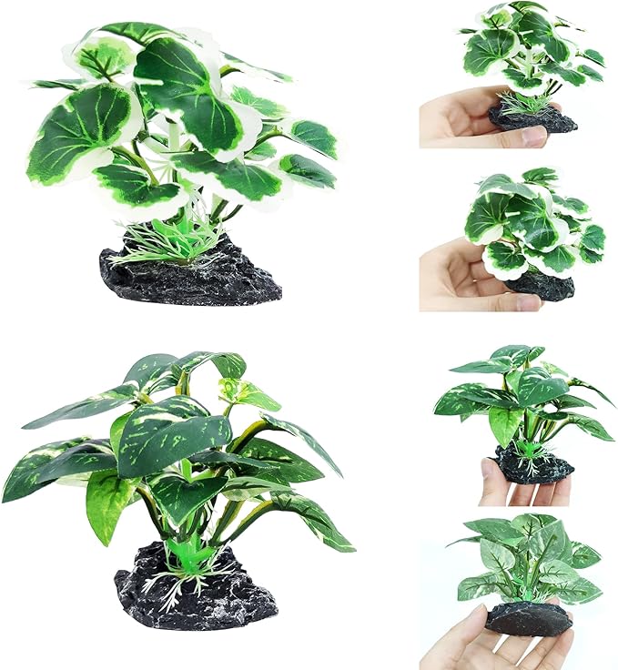 8PCS Betta Fish Tank Decorations Aquarium Decorations Artificial Plastic Plants Ornament for Hiding Fish Reptil