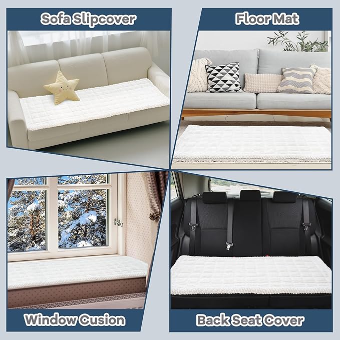 Washable Dog Couch Cover Protector, Non Slip Dog Bed Mat Machine Washable Large Blanket for Dogs, Pet Couches Covers for Sofa (Cream, 27.6 * 82.7 '')