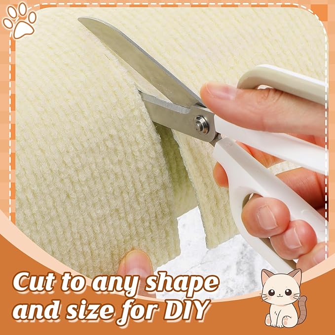78.7''x14.6'' Trimmable Cat Scratch Furniture Protector - Climbing Self-Adhesive Cat Scratching Pad Mat, Couch Protector from Claws for Scratch Post Cat Tree Shelves Wall, Beige