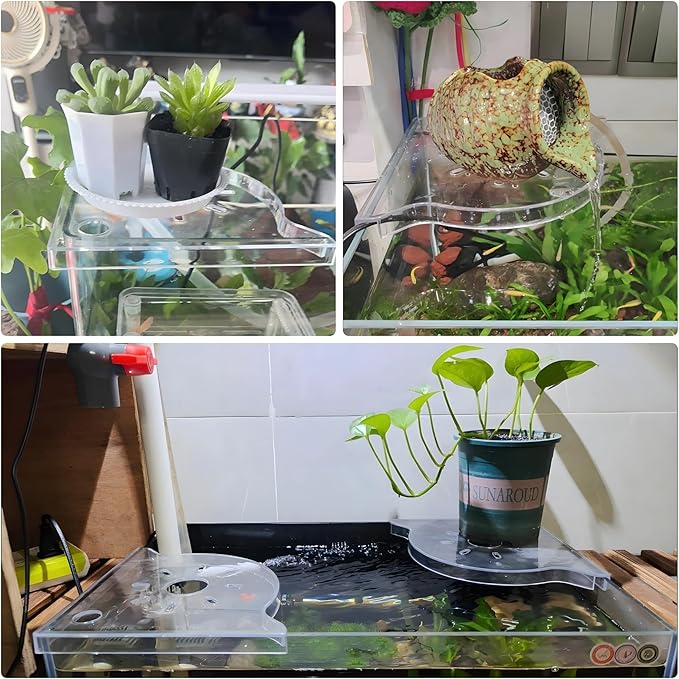 Aquarium Plant Holder for Rimless Fish Tank – 2 Pcs Corner Shelf for Fish Tank Top, Aquatic Plant Planter & Organizer for Aquatic Plants, Decor, and Accessories (White)