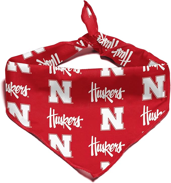 Nebraska Cornhuskers Officially Licensed Bandana for Dogs and Cats | Fits Pets Great Gift Idea | Easy-to-Tie (Large, 28")