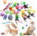 Cat Toys for Indoor Cats, 34 Packs Interactive Cat Toy Set with Colorful Springs Toys, Mouse Toy, Catnip Ropes, Balls, Bells, and Sisal Ball for Kittens