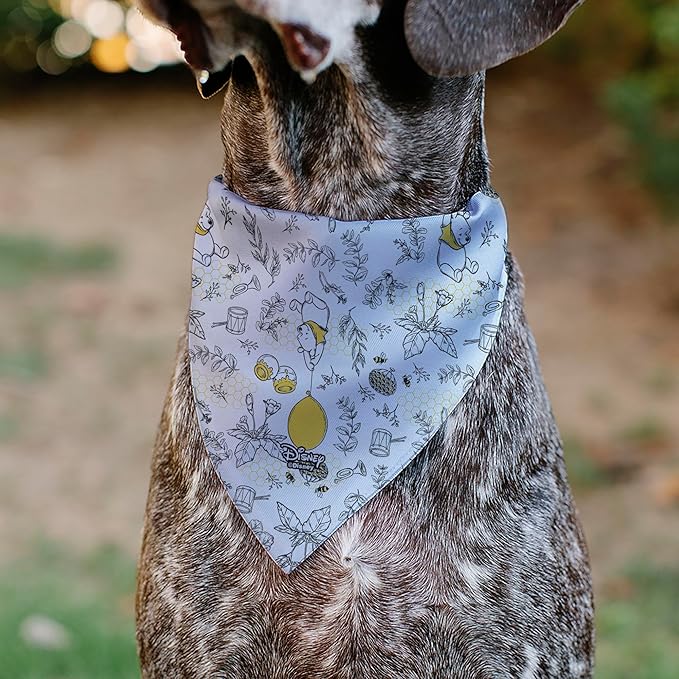 Disney Pet Bandana Winnie The Pooh Balloon Pose and Foliage Collage Slip On Collar Bandana Only