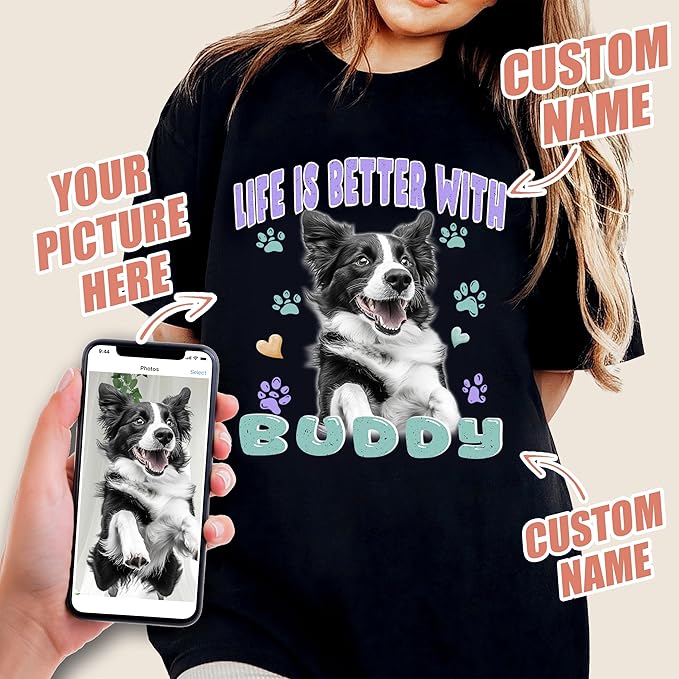 Mit & Mia Custom Your Own Bootleg Rap Shirts for Boyfriend Girlfriend Face Shirt with Photo Gift for Him Her Pet Lovers