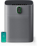MORENTO Air Purifier for home Large Rooms up to 1076 ft2, Wi-Fi and Alexa compatible, PM2.5 Air Quality Display, Auto Mode, HEPA Filter Removes Dust, Pollen, Smoke 1 Pack +2 Pack Filters(Gray)