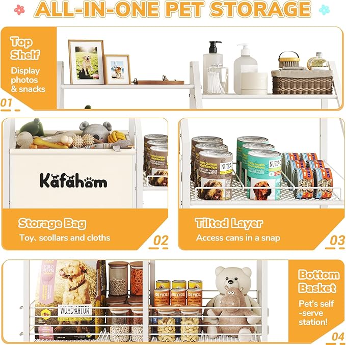 KAFAHOM Dog Toy Basket, Dog Toy Box for Living Room Area, Dogs Toy Bin with Storage Organizer, All-in-One Cat Stuff Box & Essential Holder with Can Dispenser, Great Gift for Pet Lovers