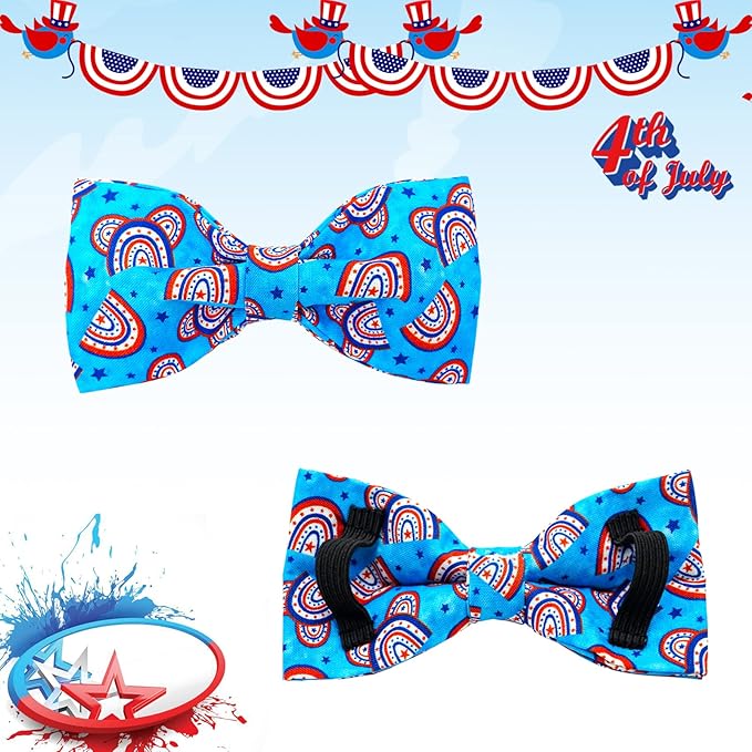Lionheart glory American Flag Dog Collar, 4 of July Dog Bow Collar Heavy Duty Adjustable Patriotic Dog Collar with Bowtie for Small Dogs Pet Gift