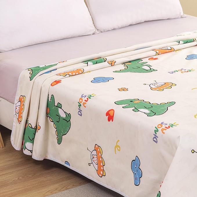 WenBags Waterproof Dog Bed Cover 60 * 80 Inches Throw Size,Pet Hair Resistant Reversible Couch Cover Mattress Protector,Leakproof Bed Liner/Sheet/Blanket for Adults Elderly Pets,Cute Dinosaurs