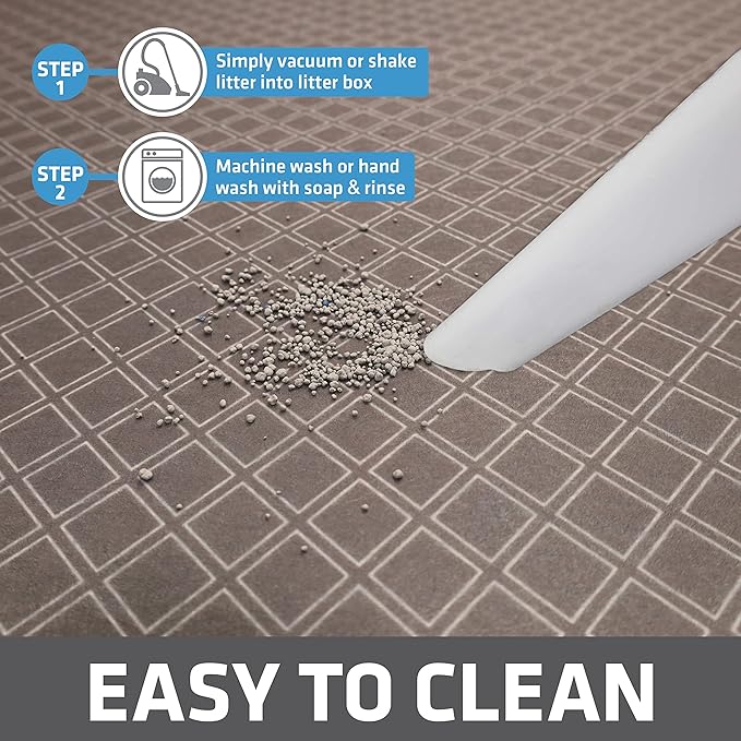 Drymate Cat Litter Box Mat, Litter Trapping Mat, Waterproof, Urine-Proof, Absorbent, Machine Washable, Soft on Paws, Contains Mess, Protects Floors, Kitten Supplies, Taupe, 29x36 XL