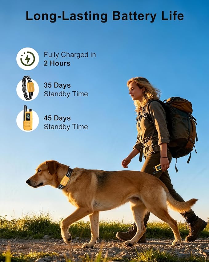 Jugbow Dog Shock Collar - 4500FT Dog Training Collar with Remote, IPX8 Waterproof Electric Dog Collar with 4 Training Modes, Security Lock, Rechargeable eCollar for 10-120lbs Dogs(Yellow)
