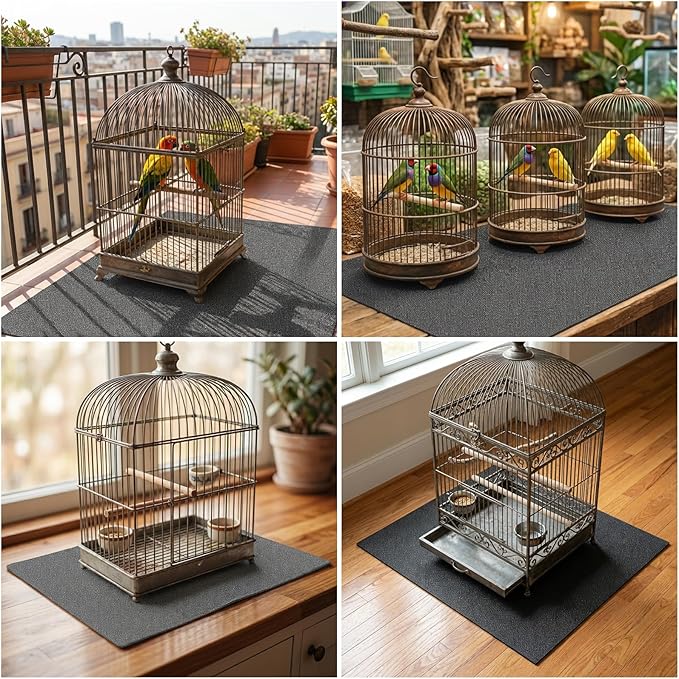 Under Pet Cage Mat for Bird Cages, Dog Kennels, Reptile Aquariums, Dog Kennels, Water-Resistant Pad for Hard Floors and Surfaces (X-Large)