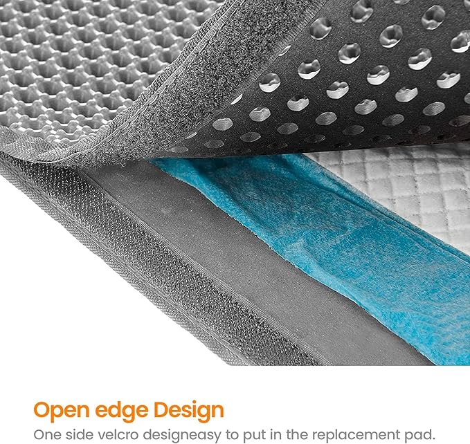 Cat Litter Mat-30"X24" Jumbo Litter Trapping Mat EVA Honeycomb,Urine & Waterproof Scatter Control Matt for Cat With Handle Design Easier To Clean, Less Waste, Soft On Paws, Gray