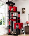 Globlazer Gothic Heavy Duty Cat Tree, 70in Tall Sturdy Goth Cat Tree for Indoor Cats Extra Large Cat Tower with Scratching Post, Cat Condos for Adult Cats Kittens, Hammock, Perch, F70 Pro, Red Black