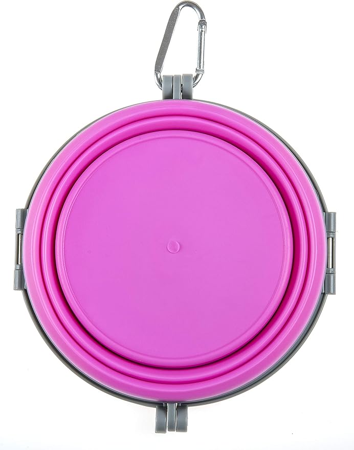 Loving Pets Bella Roma Collapsible Dog Bowls - Silicone Dog Bowls, Foldable Bowl, Puppy Essentials & Hiking Pet Supplies Great for Home & Travel (Pink, Medium)