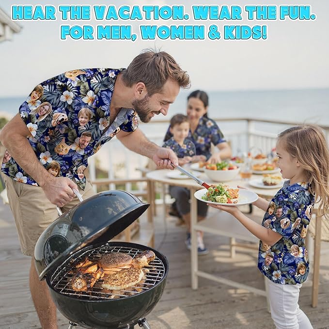 Custom Hawaiian Shirt with Face Photo Picture for Men Women Kids Youth Adult, Tropical Personalized Hawaiian Shirts Gift
