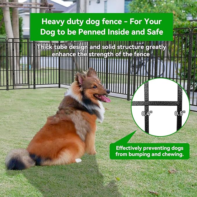 Heavy Duty Dog Playpen: 32 Steel Panels 47" Height, Square Steel Pipe with Reinforced Crossbars, 71FT 406 Sq.ft Portable Fence for Yard RV Camping, Snowy Black
