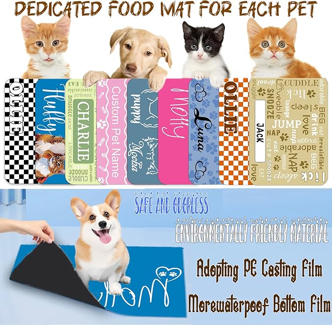 Personalized Dog Cat Food Mat Waterproof Non Slip Pet Bowl Name Mat Absorbent Quick Dry Custom Feeding Mat for Floors