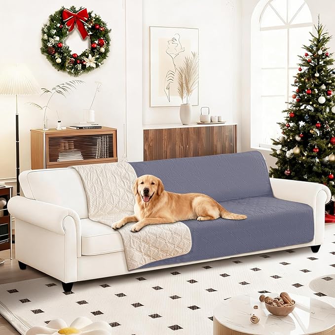 Waterproof Couch Covers for Pets, Waterproof Dog Bed Cover, Anti-Slip Soft Dog Blankets, Couch Cover for Dogs Washable, Pet Blanket for Puppy Large Dogs Cat (82x102 Inch, Grey Blue)
