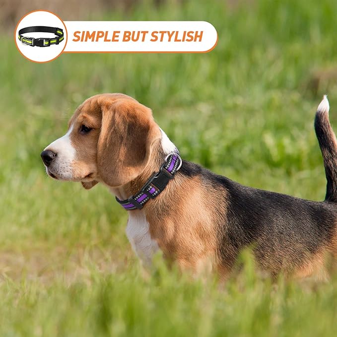 Weewooday 3 Pieces Reflective Dog Collar Nylon Adjustable Quick Release Pet Collars for Dogs(Medium)