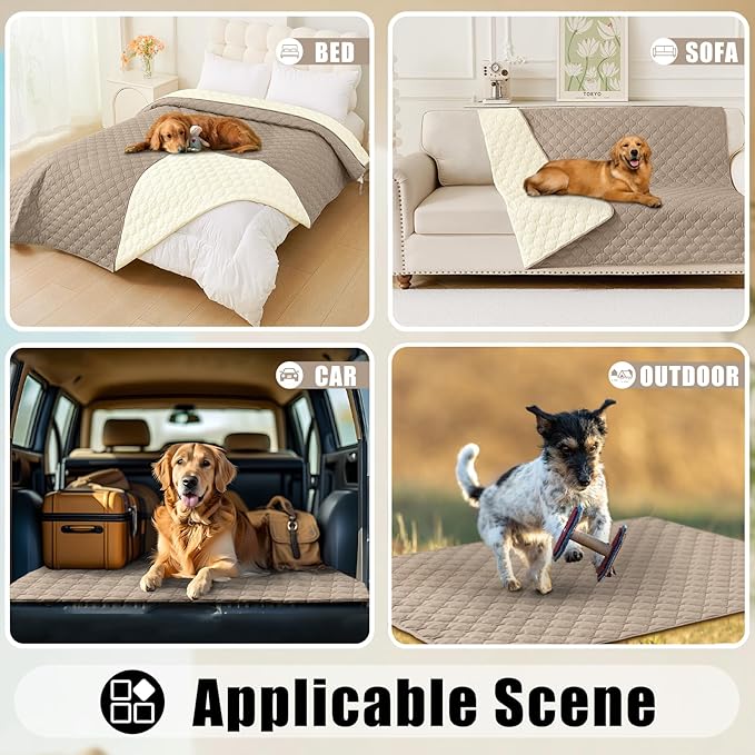 Smiry Waterproof Dog Bed Cover Blanket, Soft Reversible Pet Blanket, Washable Leakproof Cats Dogs Couch Cover for Sofa, Couch, Furniture (30x70 Inch, Taupe/Beige)