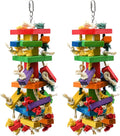 RUBY.Q 2 Pack Large Parrot Toy, 20in Bird Parrot Toy, Multicolored Natural Wooden Bird Chewing Toys for Large Macaws, African Grey and a Variety of Amazon Parrots