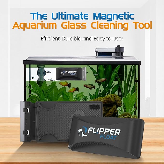 FLIPPER Float Standard Magnetic Aquarium Cleaner – 2-in-1 Flip Scrubber and Scraper, Floating Design with Strong Magnets for Cleaning Algae and Debris on Glass and Acrylic Tanks up to 1/2" (12mm)
